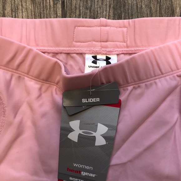 NWT Under Armour Women's Heat Gear Rundown Softball Sliding Shorts Pink Low Rise - Picture 2 of 7